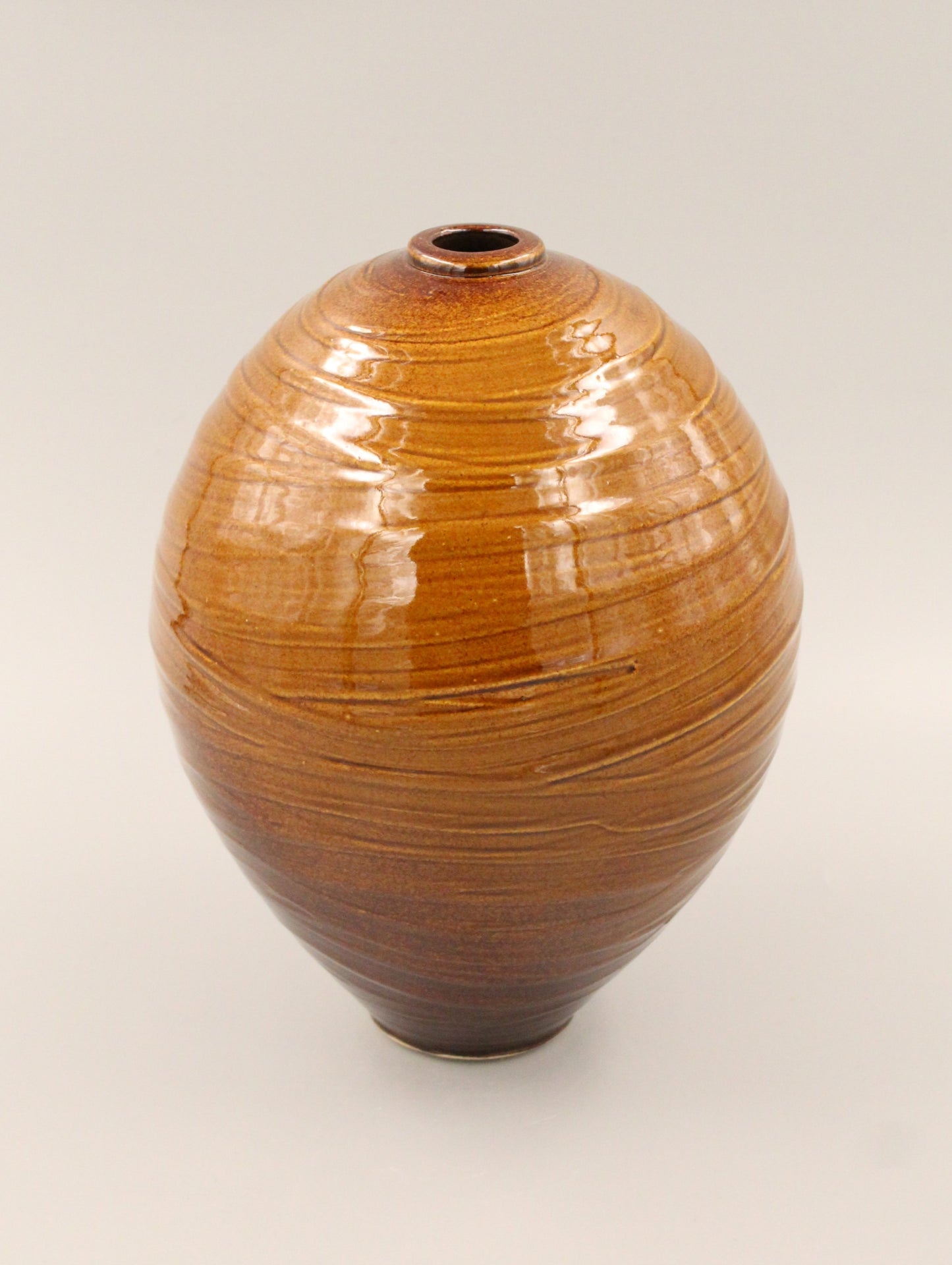 Textured Slip Amber Bottle by Ezra Lavinsky Pottery