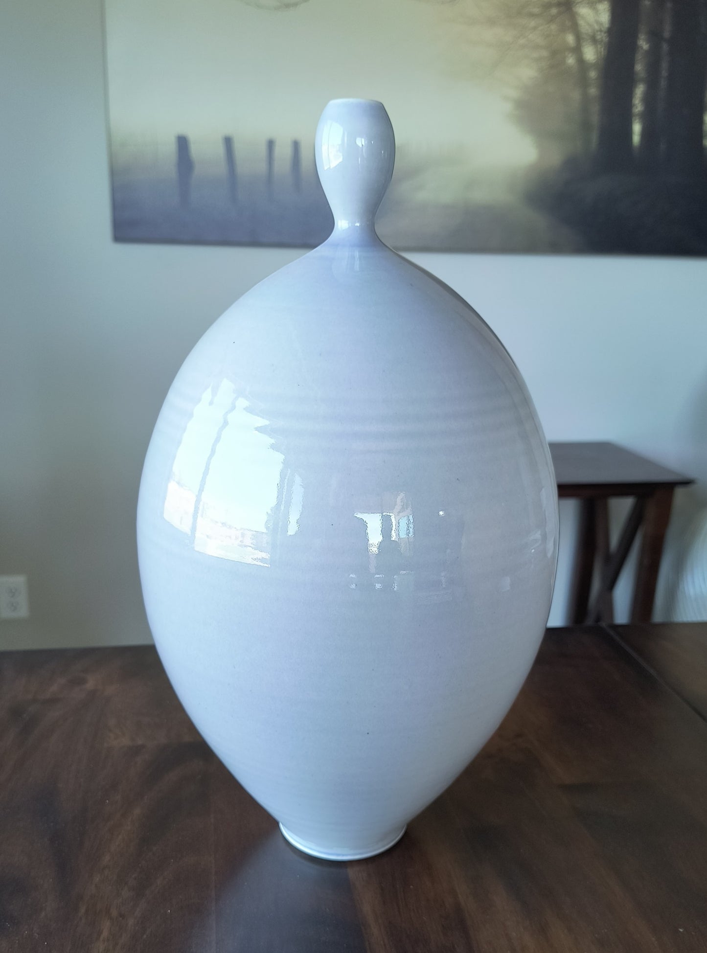 Grand Lavender White Bottle by Ezra Lavinsky Pottery