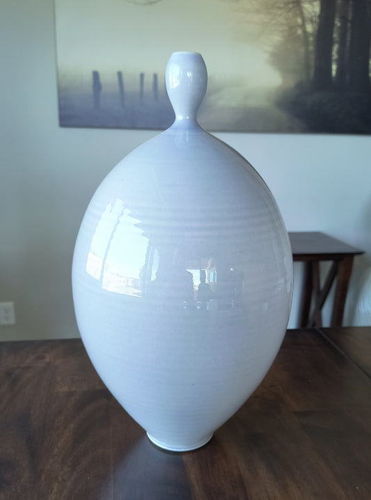 Grand Lavender White Bottle by Ezra Lavinsky Pottery