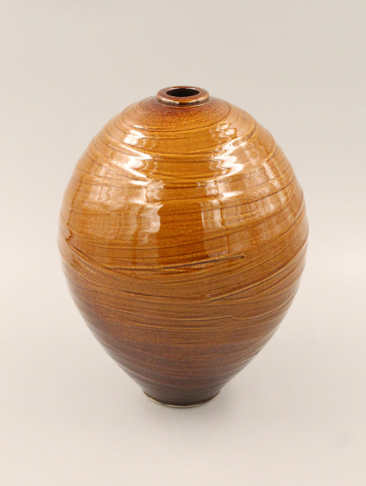 Textured Slip Amber Bottle by Ezra Lavinsky Pottery