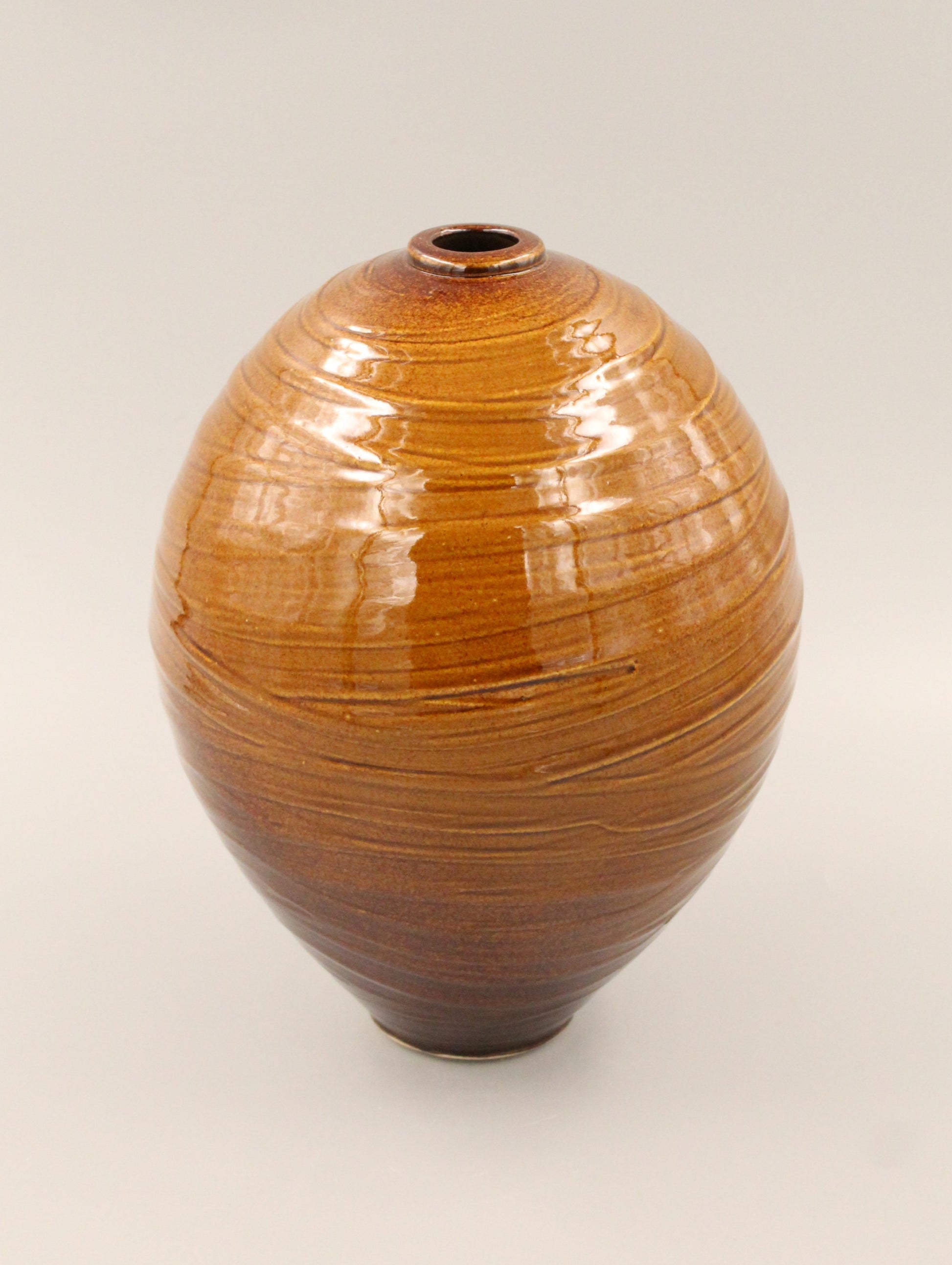 Textured Slip Amber Bottle by Ezra Lavinsky Pottery 